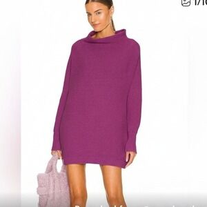 Free People‎ Ottoman Slouchy Tunic Sweater SP Purple Oversized Long Sleeve